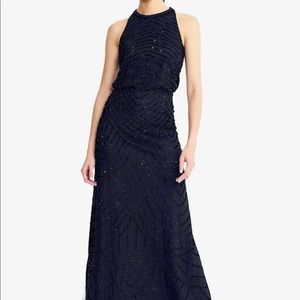 BHLDN Arianna Papell Beaded Boulson Dress, Navy, size 0